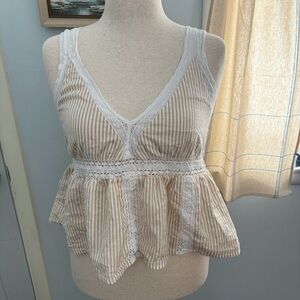 American Eagle Cotton Striped Boho Festival Babydoll Tank Top